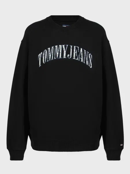 Світшот Tommy Jeans в квіточку чорний