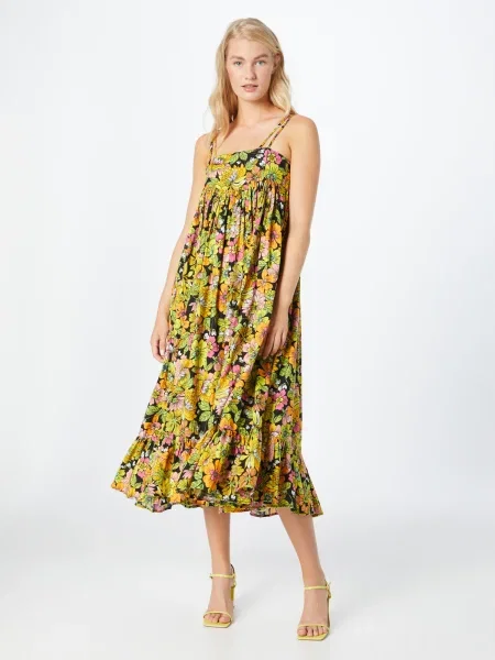 Warehouse Rochie de plaja verde deschis roz deschis / portocaliu mandarină negru