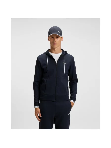 Bluza z kapturem BOSS Green FZ Zone Full Zip granatowa XS niebieska