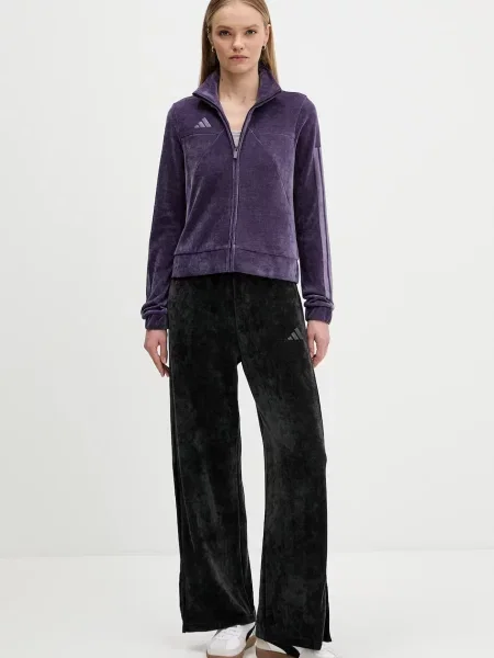 Велюрова кофта adidas Tiro однотонна фіолетовий