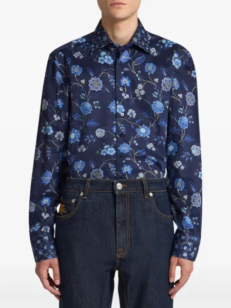 Cămașă Etro cu model floral cu imagine albastru