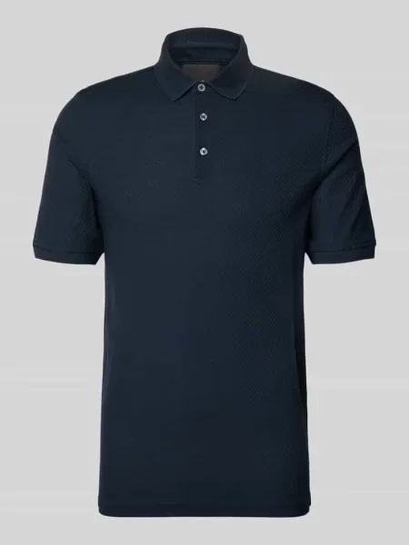 Koszulka polo o kroju slim fit z fakturowanym wzorem Bugatti granatowa
