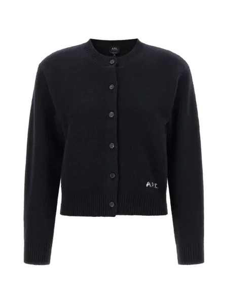 Scurt cardigan A.p.c. cu broderie de lână albastru