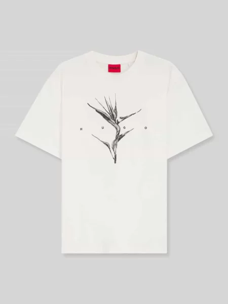 T-shirt o kroju relaxed fit z czystej bawełny model DARISE' Hugo biała