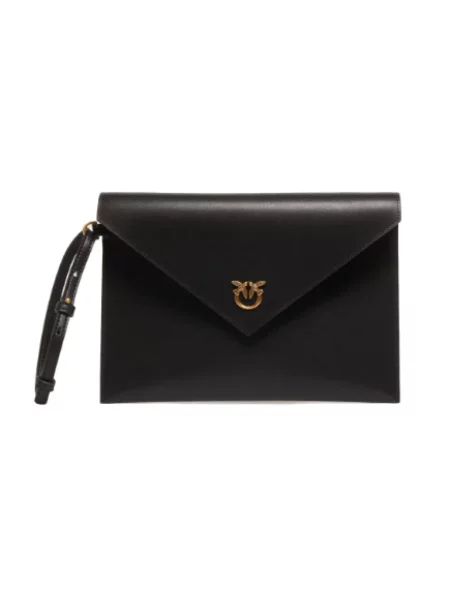 Kopertówka Pinko bez obcasa skórzana czarna