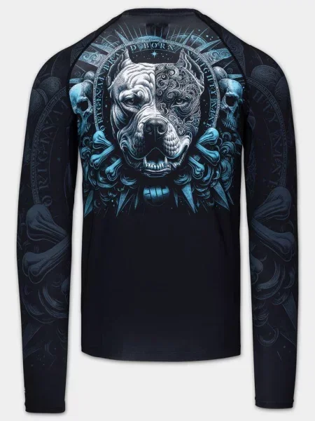 Rashguard PITBULL longsleeve sportowy treningowy nadruk PITBULL WORLD czarna
