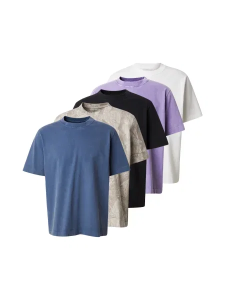 Abercrombie & Fitch Majica bež / modra / svetlo lila / črna bela