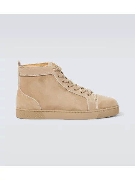 Sneakerși Christian Louboutin din piele de căprioară bej
