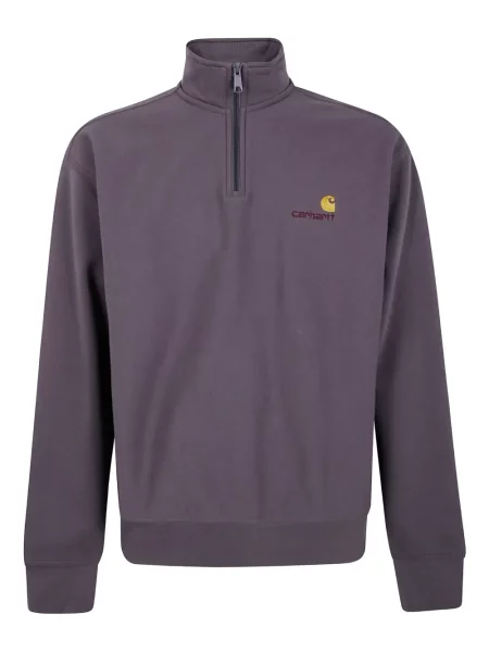 Hanorac Carhartt Wip cu broderie de jumătate de fermoar gri