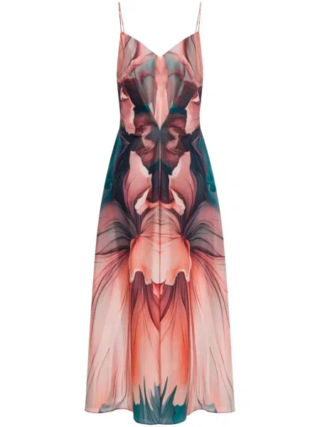 Rochie midi Alberta Ferretti cu model floral cu imagine până la genunchi roz