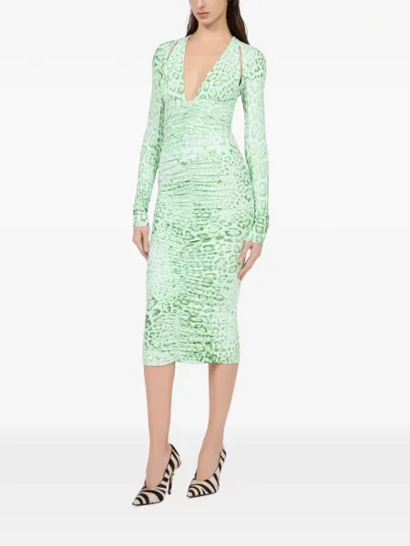 Rochie midi Roberto Cavalli cu imagine verde