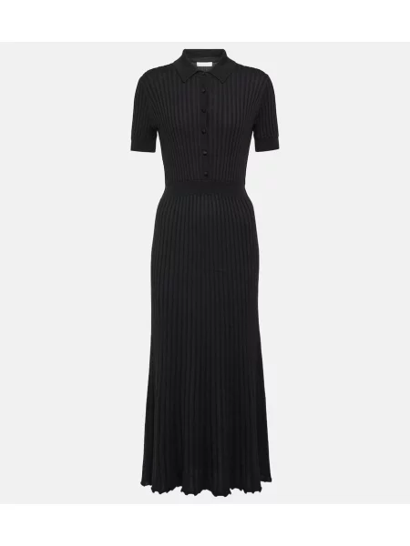 Rochie midi Gabriela Hearst de mătase până la genunchi de costum negru