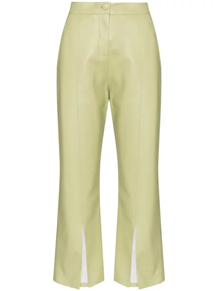 Spodnie Materiel skórzane o krotszym kroju dzwony zielone