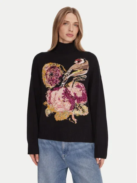 Desigual Bluză cu gât Bird Laroix negru