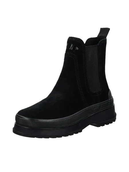 Gant botine din piele întoarsă Wintly cu plat izolare ușoară negru