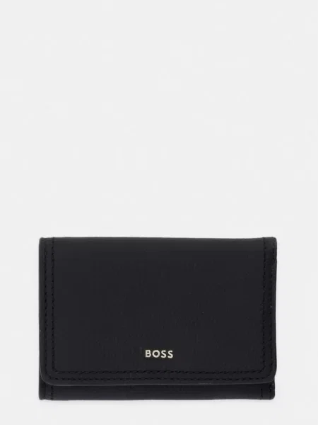 BOSS portfel skórzany Lenah Flap SM Wallet czarny