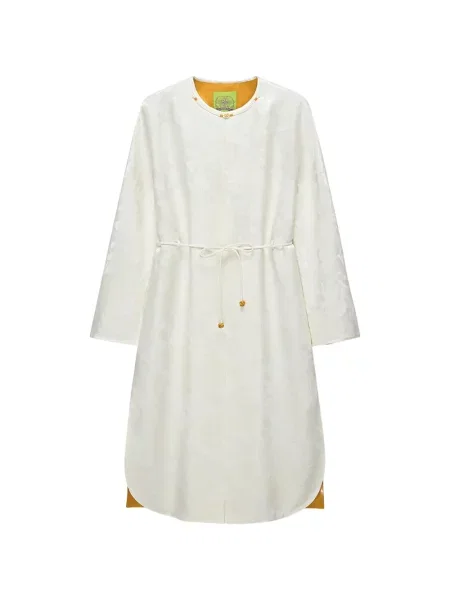 Palton Shanghai Tang cu model floral din jacard cu legături alb