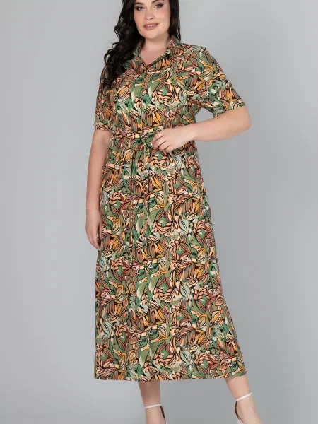 Сукня міді All Posa гірчичний віскоза/модал