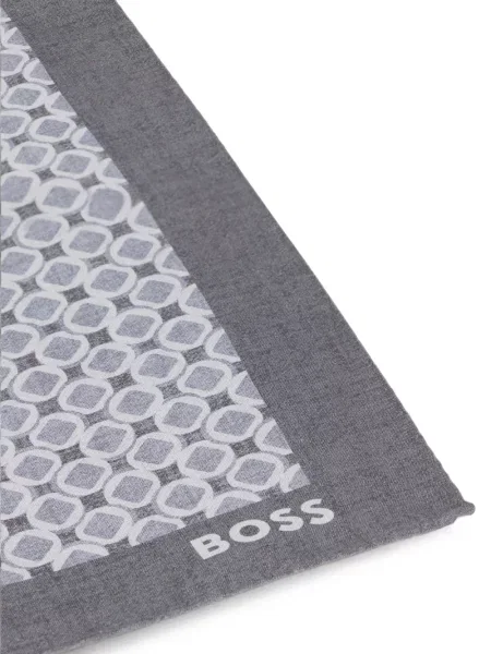 Fular Boss cu imagine cu imprimeu geometric gri