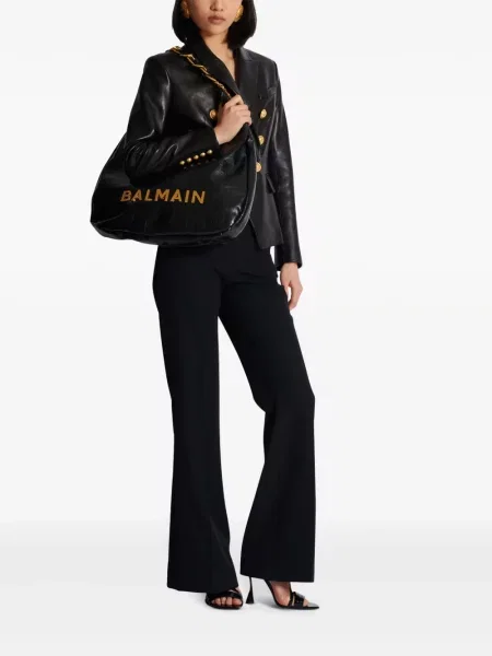 Kožená kožená taška Balmain černá