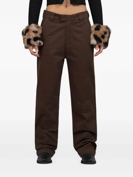 Haftowane spodnie House Of Sunny brązowe