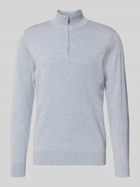 Sweter z dzianiny z mieszanka lyocellu ze stójką Profuomo niebieski