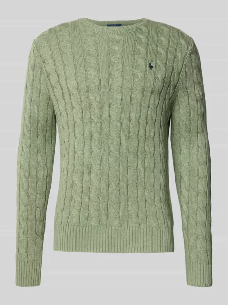 Sweter z dzianiny z wyhaftowanym logo Polo Ralph Lauren zielony
