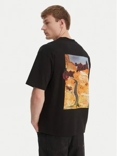 HUGO Tricou Domans opal / maro deschis / roșu deschis negru