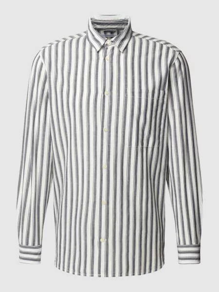 Koszula casualowa o kroju regular fit z listwą guzikową Knowledgecotton Apparel granatowa