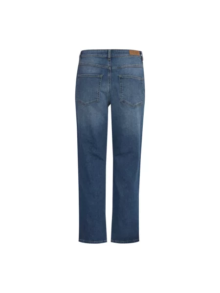 Proste jeansy Ichi z wysoką talią o krotszym kroju niebieskie