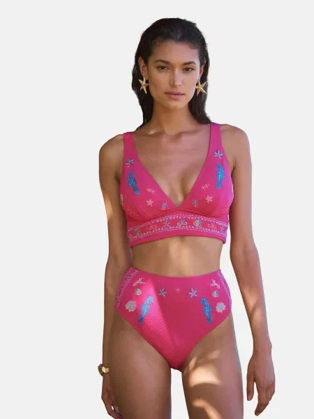 Love & roses Slip costum de baie / deschis / portocaliu piersică / roz albastru