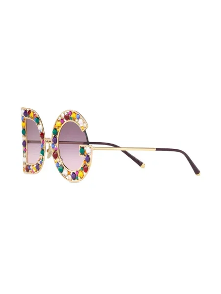 Saulės akiniai Dolce & Gabbana Eyewear su kristalais violetinė