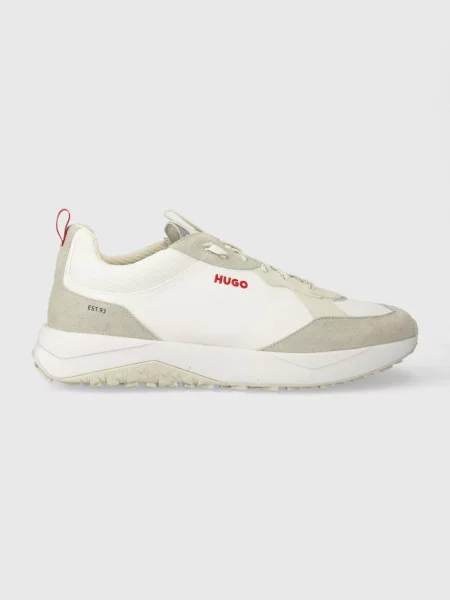 HUGO Sneakers Kane_Runn_cdcv cu adaos de piele alb