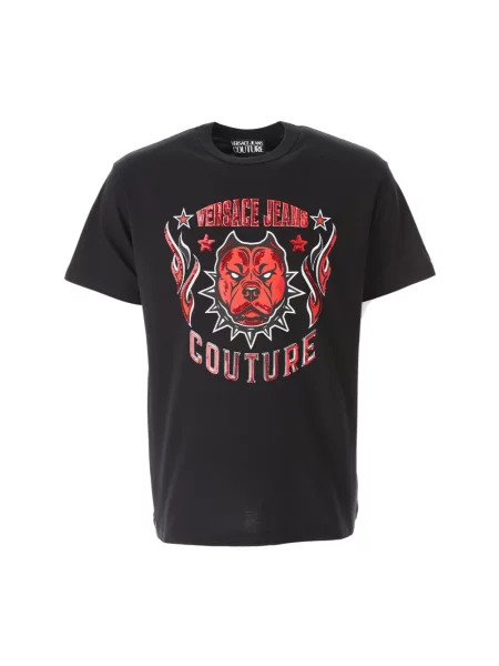 Koszulka Versace Jeans Couture z nadrukiem czarna