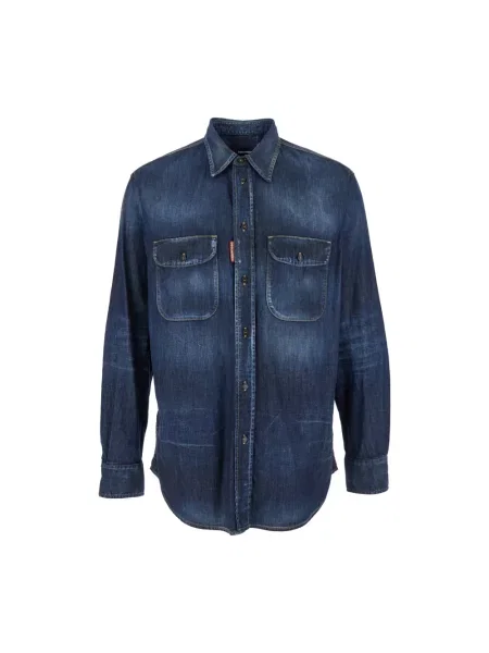 Koszula Dsquared2 z kołnierzem retro niebieska