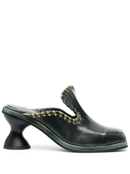 Klapki mules Eckhaus Latta skórzane czarne