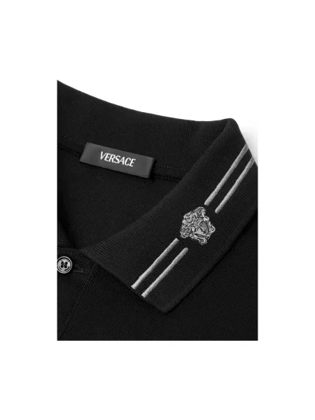 Koszulka polo Versace z kołnierzem czarna