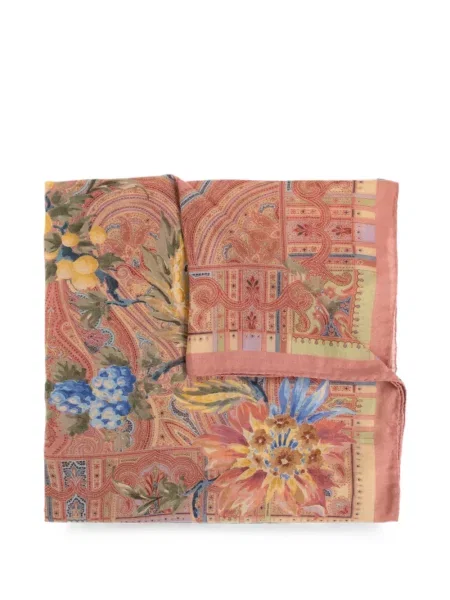Fular Etro cu model floral cu imagine roz