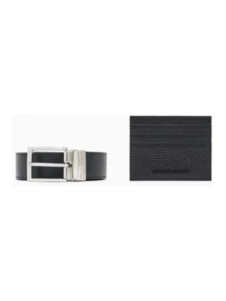 Portfel Emporio Armani skórzany z paskiem czarny