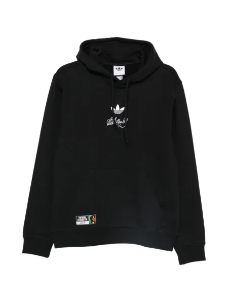 Hanorac cu glugă Adidas cu glugă cu autograf negru