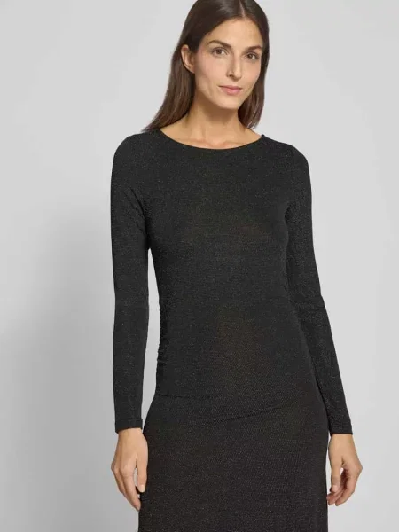 Sukienka o długości do kolan z efektowną przędzą model ‘KANVA’ Vero Moda czarna