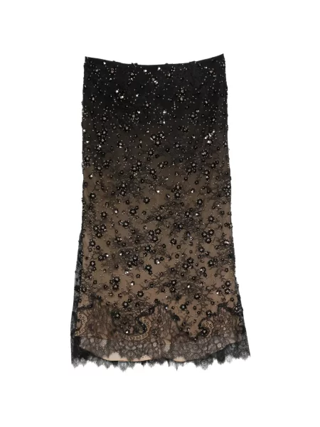 Fustă midi Elie Saab cu paiete din dantelă negru