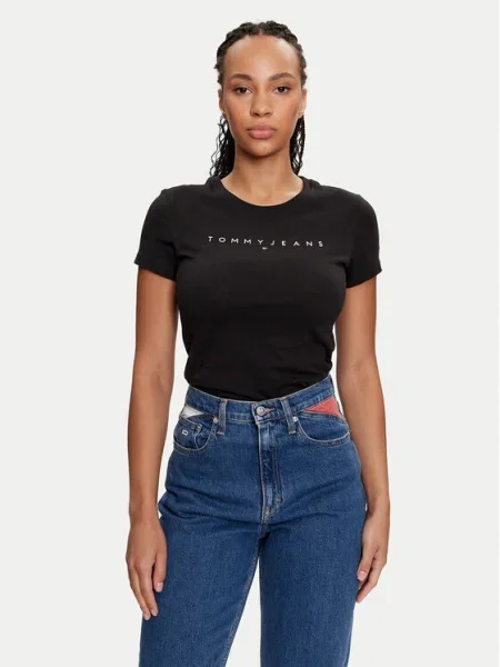 Tommy Jeans Tricou Linear negru