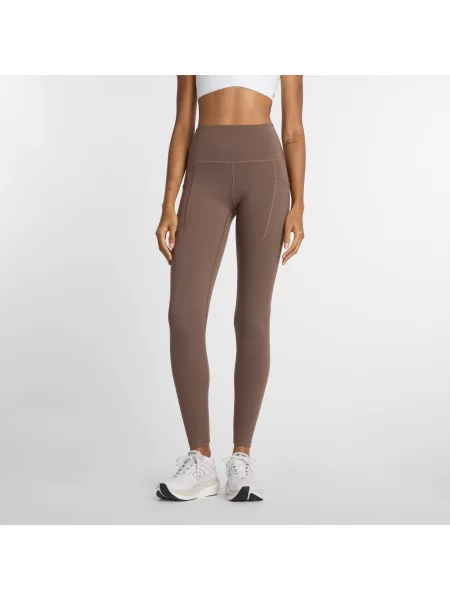 Legginsy do biegania New Balance Sleek – brązowe