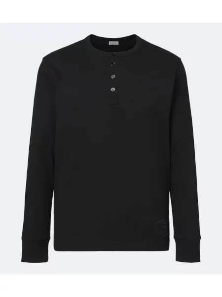 Cămașă Burberry cu guler henley negru