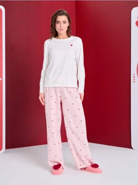 Двочастинна піжама з принтом кремовий