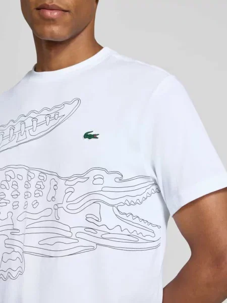 T-shirt sport w kroju regular fit z mieszanki bawełny Lacoste Sport biała