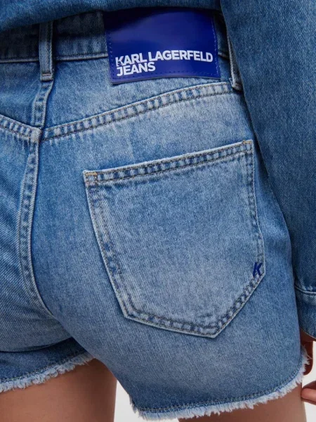 Džínové šortky Karl Lagerfeld Jeans s aplikací high waist modré