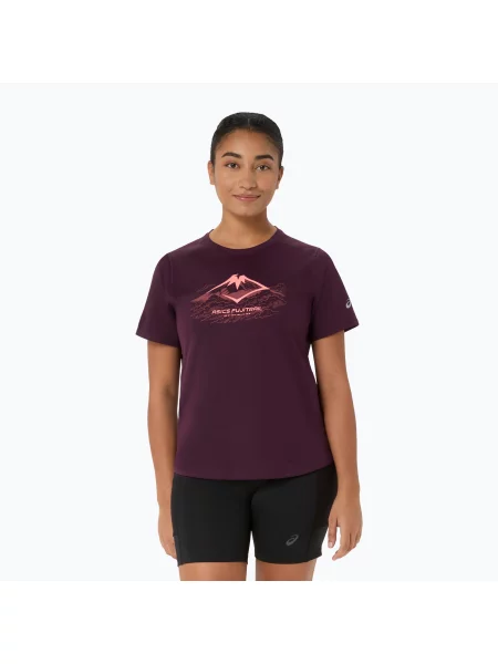 Tricou de alergare pentru femei Asics Fujitrail Logo Ss Top Dark Aubergine