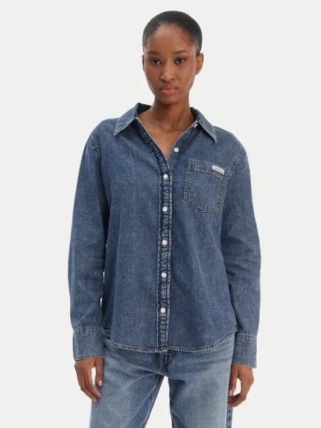 Calvin Klein Jeans cămașă de blugi Bleumarin albastru
